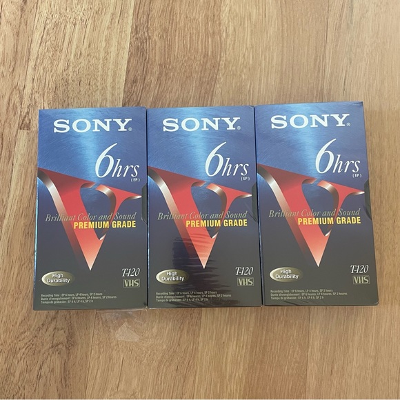 Sony T-120 Blank VHS Tapes Set of 3 - Picture 2 of 5